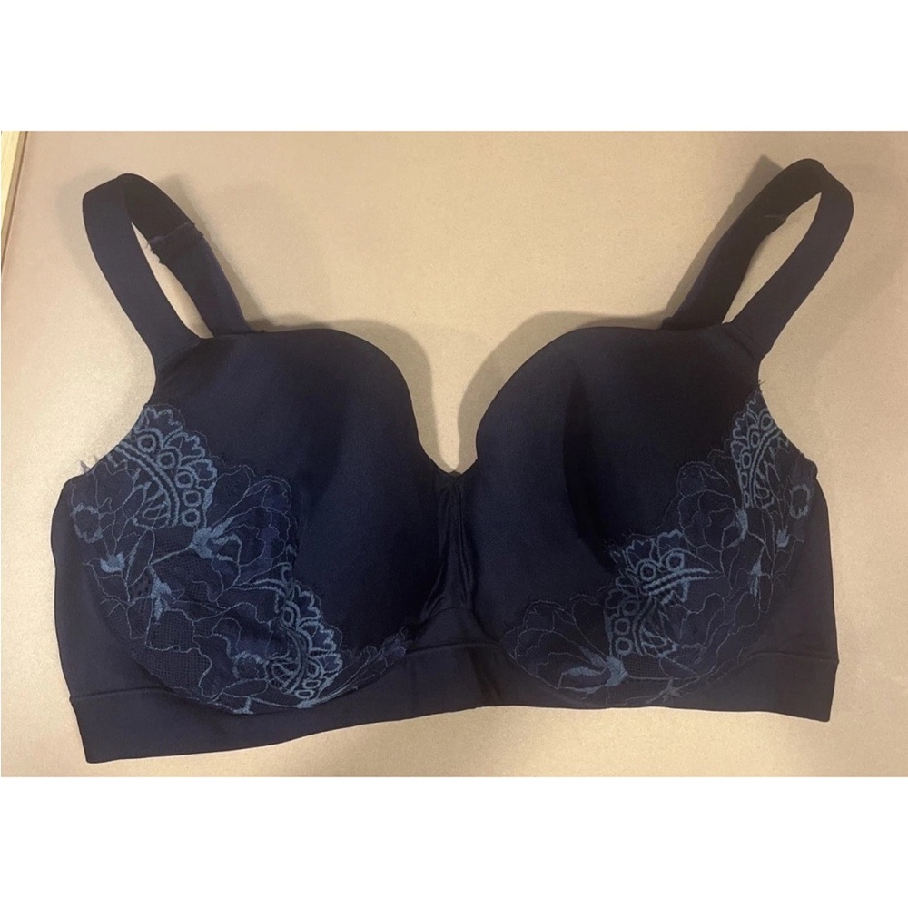 Cacique 40DDD Navy With Lace Lightly Lined Balconette Bra Lane Bryant